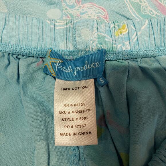 Fresh Produce Womens Pj Set Size Small 100% Cotton Sea Turtles Fish Used - Picture 2 of 10